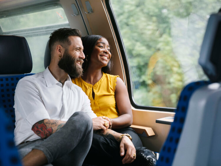 Couple in train in Berlin