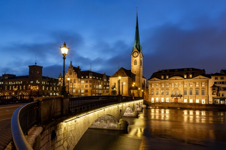 Fraumunster Church and River Limmat, Zurich