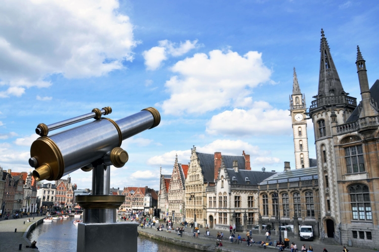 View of the Graslei in Ghent