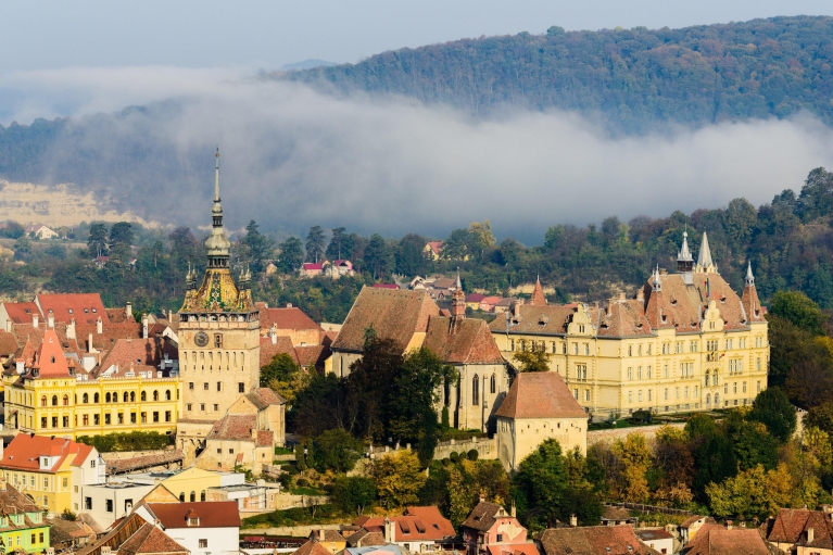 View on Sighișoara and the old Clock Tower